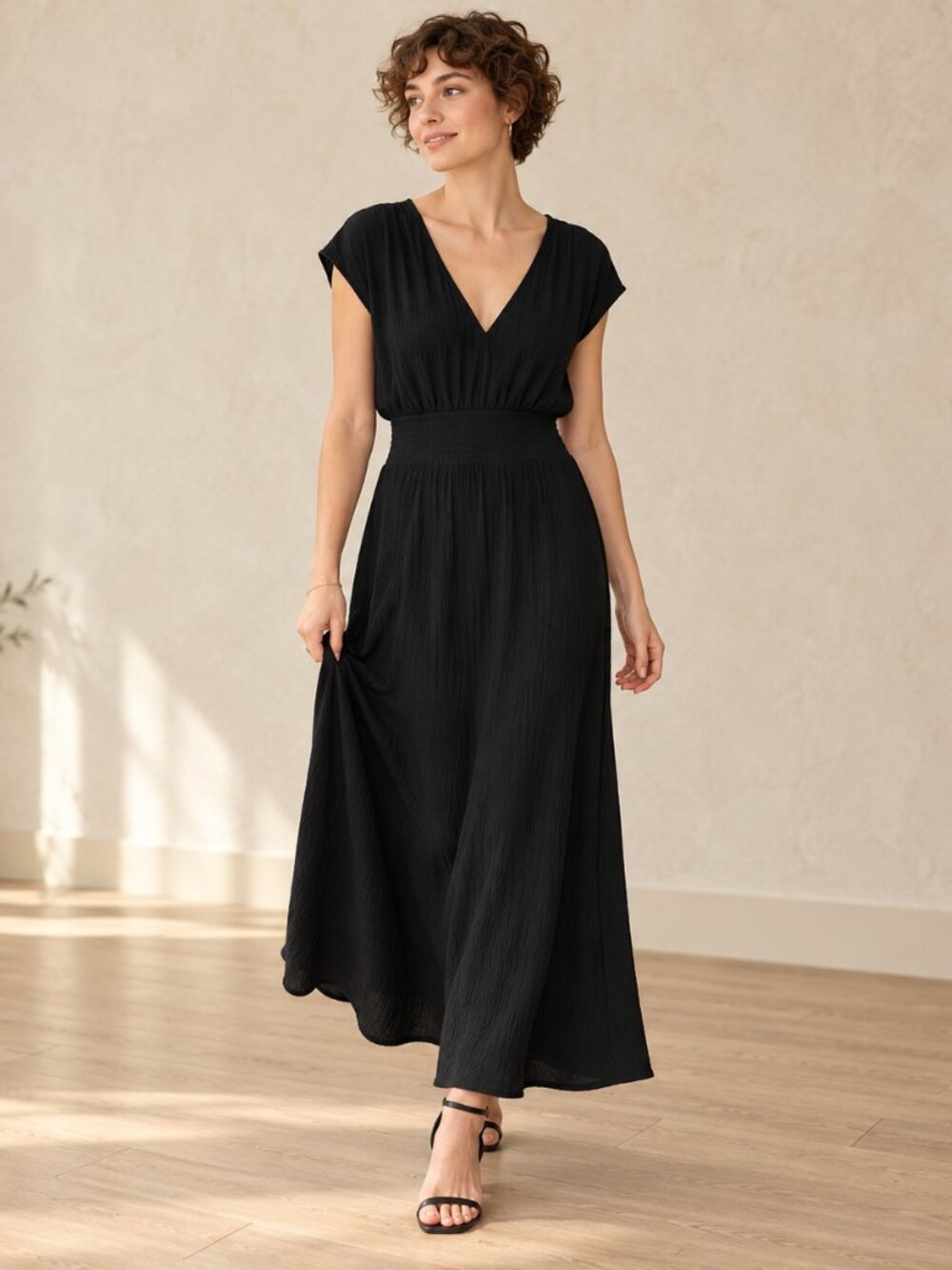 Max Studio Black Midi Dress Maxi Sleeveless Large
